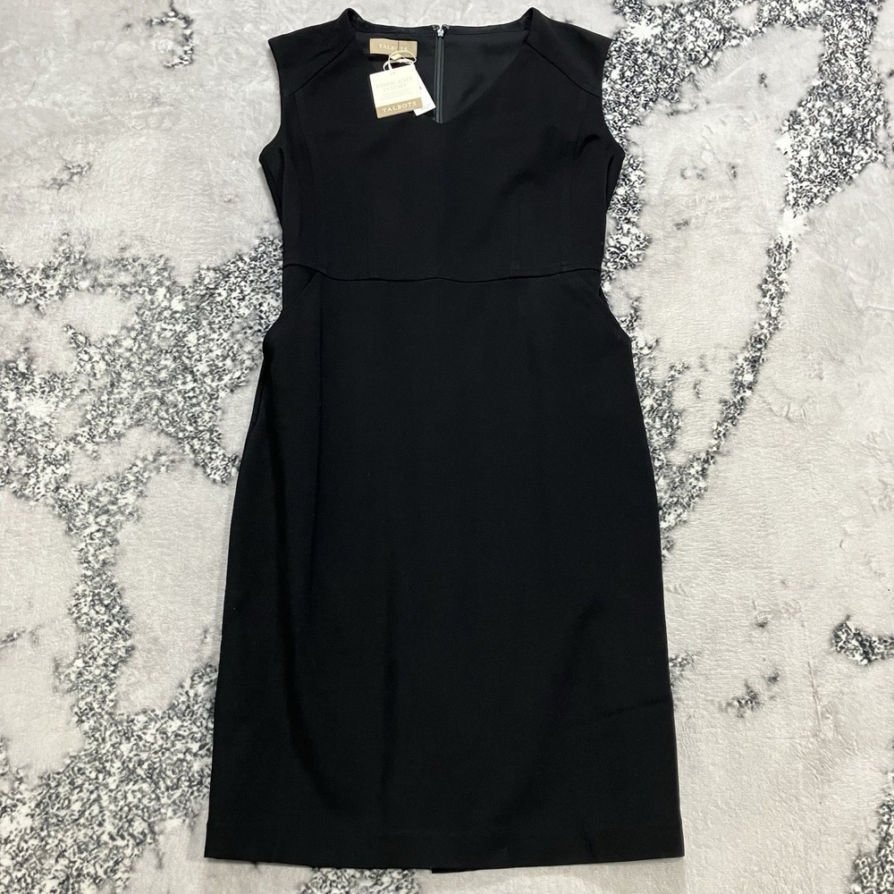 Talbots Black Sheath Dress Womens Size 4 Sleeveless Career Work Office NWT